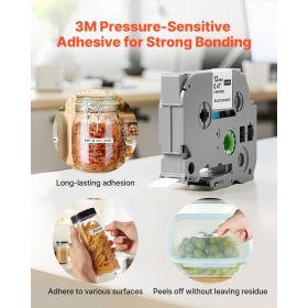 Label Maker Tape, 4 Pack, 0.47 in / 12 mm Black on White Label Maker Refills Compatible for Various Types of Brother P-Touch Labelers