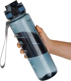 Water Bottle, 32oz Motivational Sports Water Bottle with Time Marker - Times to Drink - Tritan, BPA Free, Wide Mouth Leakproof,Gifts for Her