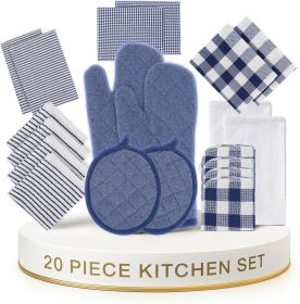 Flour Sack Towels & Kitchen Towel Set 20 Pc - Premium Cotton Tea Towels for Bread Baking, Super Absorbent Dish Cloths for Washing Dishes