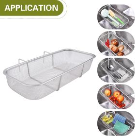 Sink Drain Strainer Basket, Stainless Steel Side Hanging Kitchen Food Waste Filter, Rectangular Fine Mesh Kitchen Sink Caddy