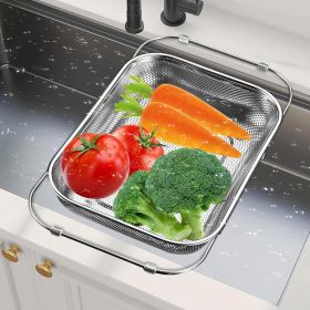 Adjustable Over Sink Colander, 14.2" to 17.4" Expandable Fine Mesh Food Strainer, Dishwasher Safe Drain Basket for Vegetables Fruit Pasta