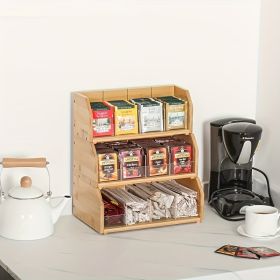 Stackable Tea Storage Box | Non-Food Contact Wooden Tea Storage Rack for Cabinets and Countertops - Perfect for Christmas, Halloween