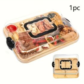 1pcs Square/Round Portable Bamboo Serving Tray, Build-A-Board Cutting Board with Single Compartment, Cutting Board Food Tray for Kitchen, Parties