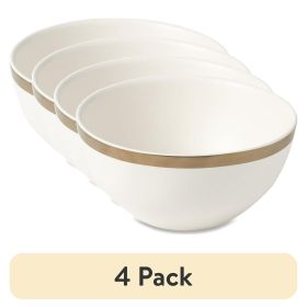 (4 pack)Everest Ceramic Bowl Off-White with Gold Rim
