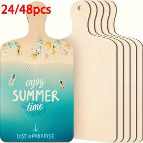 24pcs with Handles - 16X30Cm/6.3X11.8" Blank Wood Burning & Painting Boards, Summer Beach Theme with "Enjoy Summer Time" & "Lost in Paradise" Des