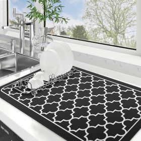 Dish Drying Mat Super Absorbent Drying Mat Large Dish Drying Mats for Kitchen Counter Easy Clean Dish Mat Kitchen Drying Mat18"x 28" Stylish Blac