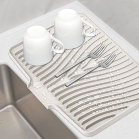 Dish Drying Mat, Stone Drying Mat for Kitchen Counter with Built-In Drain, Non-Slip Drain Pad with Built-in Drain, Heat Resistant Stone Drying Ma