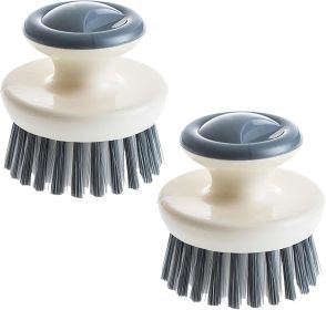 Dish Scrub Brush, Ergonomic Grip Palm Brush, Kitchen Scrub Brushes for Cleaning, Dish Scrubber with Stiff Bristles for Sink, Pots, Pans (2P Grey)