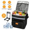 35L Rolling Cooler Bag 2-in-1 Insulated Lunch Backpack with Telescopic Handle Wheels Adjustable Shoulder Strap Portable Thermal Cooler Bag for Camping
