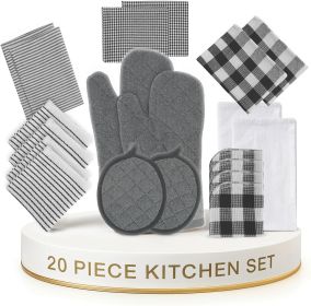 Kitchen Towels Set 20 Pack - Ultra Soft Cotton Kitchen Hand Towels, Highly Absorbent Dish Cloths, Durable Scrubbers, Flour Sack Tea Towels