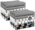 Kitchen Dish Towels Set of 12 – 18'x28' Soft & Quick-Drying Hand and Tea Towels, Premium Decorative Kitchen Towel – Black