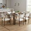 7 Pieces Modern Oval Dining Set, Rustic Farmhouse Solid Wood Kitchen Table Set for 6, 71'' Large Luxury Retro Country Dinner Set with Espresso Chairs
