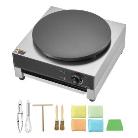 Electric Crepe Maker, 16-Inch Commercial Crepe Machine, 1700W Flat Plate Crepe Griddle, Nonstick Stainless Steel Pancake Making Machine