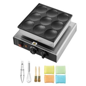 Dutch Pancake Maker, 9PCS 76mm Diameter Dorayaki Baker Machine, 850W Commercial Electric Poffertjes Grill, Non-stick Stainless Steel