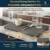 Drying Mat for Kitchen Counter with Bamboo Rack&5 Wooden Feet ,20"×16" Natural Diatomaceous Earth Dish Drying Stone , Fast Absorbing