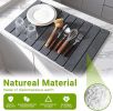 Large Stone Dish Drying Mat for Kitchen Counter, Foldable Diatomaceous Earth Drying Mat, Quick Water Absorbing Eco-Friendly Mat for Dishes, Dark Gray