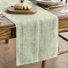 Mode Sage Green Rustic Cotton Linen Table Runner, Seasonal Embroidered Hollow Kitchen Dining Table Decoration for Home Party Decor 13x72 Inch