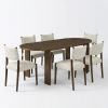 7 Pieces Modern Oval Dining Set, Rustic Farmhouse Solid Wood Kitchen Table Set for 6, 71'' Large Luxury Retro Country Dinner Set with Espresso Chairs