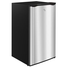 3.2 Cu.Ft Mini Fridge with Freezer, Single Door Compact Refrigerator with Adjustable Thermostat, Shelf and Reversible Door for Bedroom, Dorm (Option: Silver-510x465x885 mm)