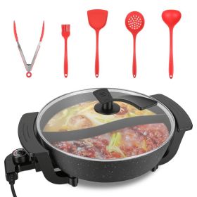 6L Electric Hot Pot With Divider 1100W Dual-Flavor Shabu Pot Non-Stick With 5-Temp Control (Option: Black)
