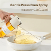 A food oil injector and 2-in-1 cooking spray bottle for olive oil, vinegar, and soy sauce, featuring a 17-ounce light-blocking glass spray bottle