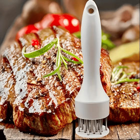 Two-tone meat tenderizer, 1/2-piece stainless steel needle-press steak tenderizing tool with non-slip handle (style: 16-needle white boxed)