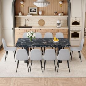 Table and chair set.78.7"*39.4"*29.9"inches MDF Luxurious Black Marble Pattern Dining Table (Color: as Pic)