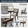 42" Round Oak Dining Set – Solid Wood-Look Veneer Table + 2 Upholstered Walnut-Finish ARMCHAIRS, Heavy-Duty Iron Pedestal Base
