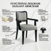 42" Round Dark Oak Dining Set – Solid Wood-Look Veneer Table + 2 Upholstered Walnut-Finish Chairs, Heavy-Duty Iron Base